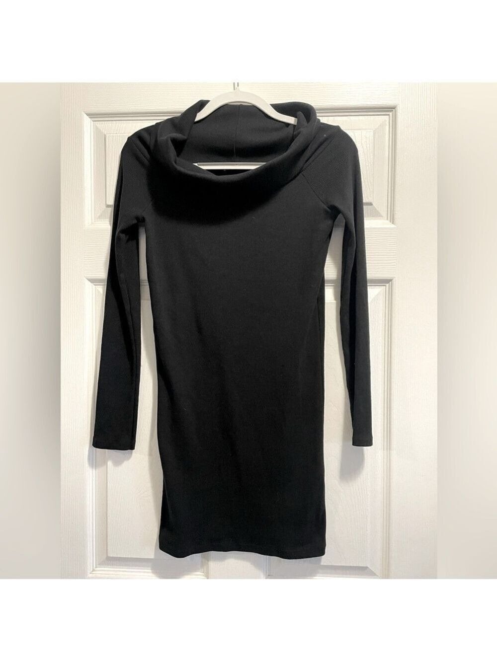 Zara Trafaluc Black Bodycon Turtleneck Cowlneck Long Sleeve Ribbed Dress Large